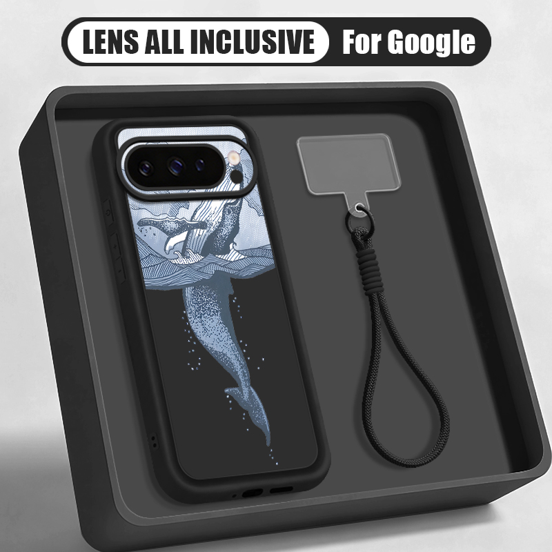 Google Pixel 9 Pro - Humpbackwalvis print polsbandje hoesje voor Google