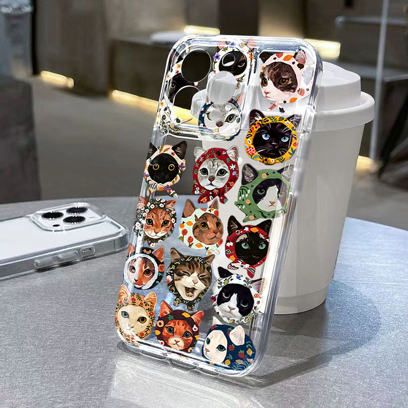 Samsung Galaxy A55 - Schattige bandana kat transparante telefoonhoesje voor